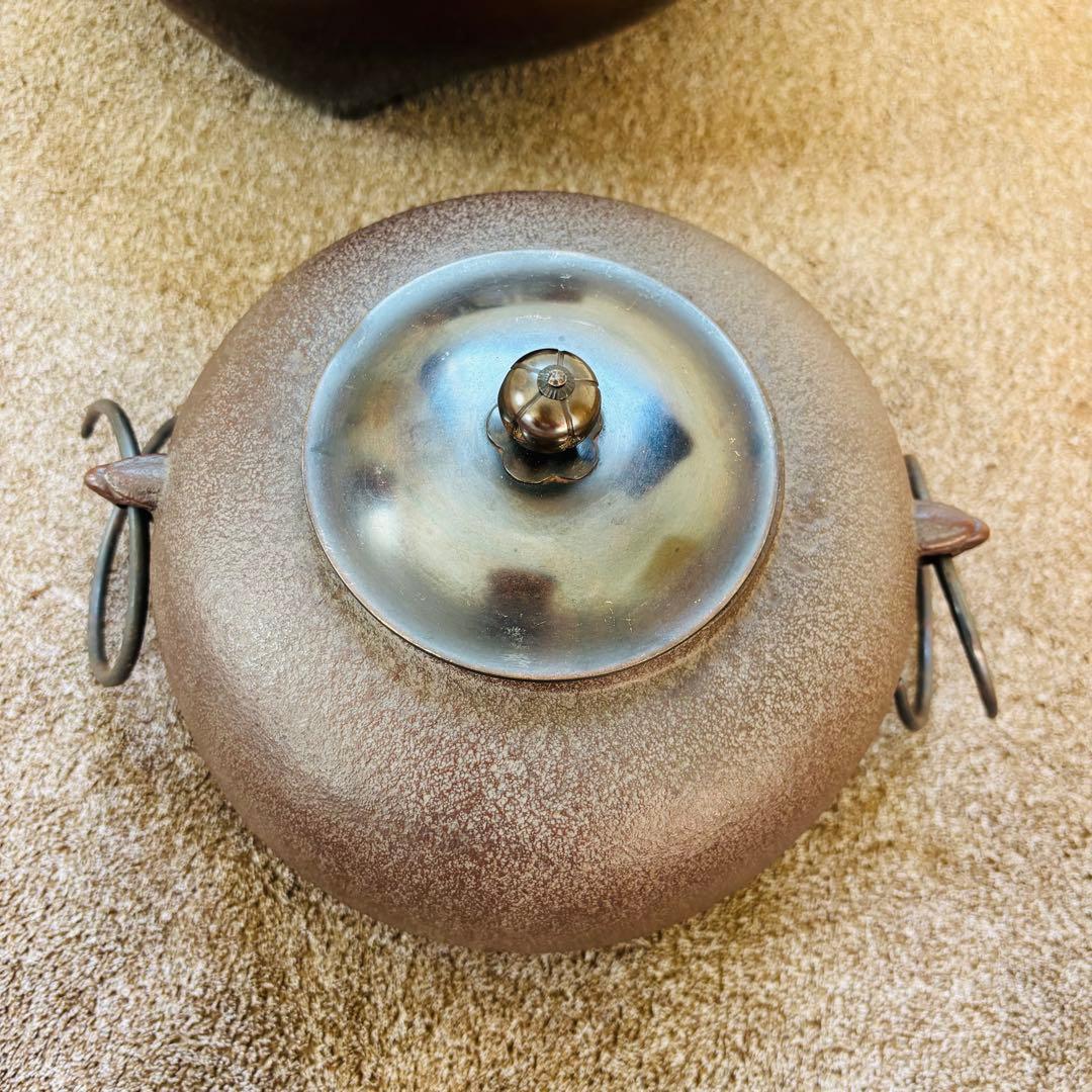 美品 人間国宝 高橋敬典 茶釜 唐津鬼面風炉 香峰 茶道具 風炉釜 茶の湯