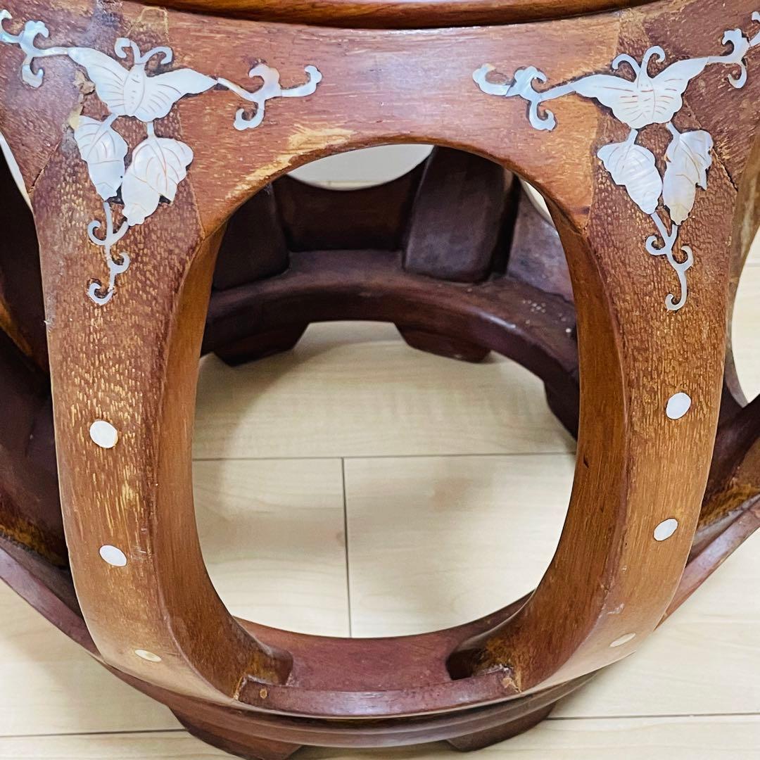 螺鈿細工 丸椅子 スツール 腰掛け 中国美術 工芸品 - メルカリ