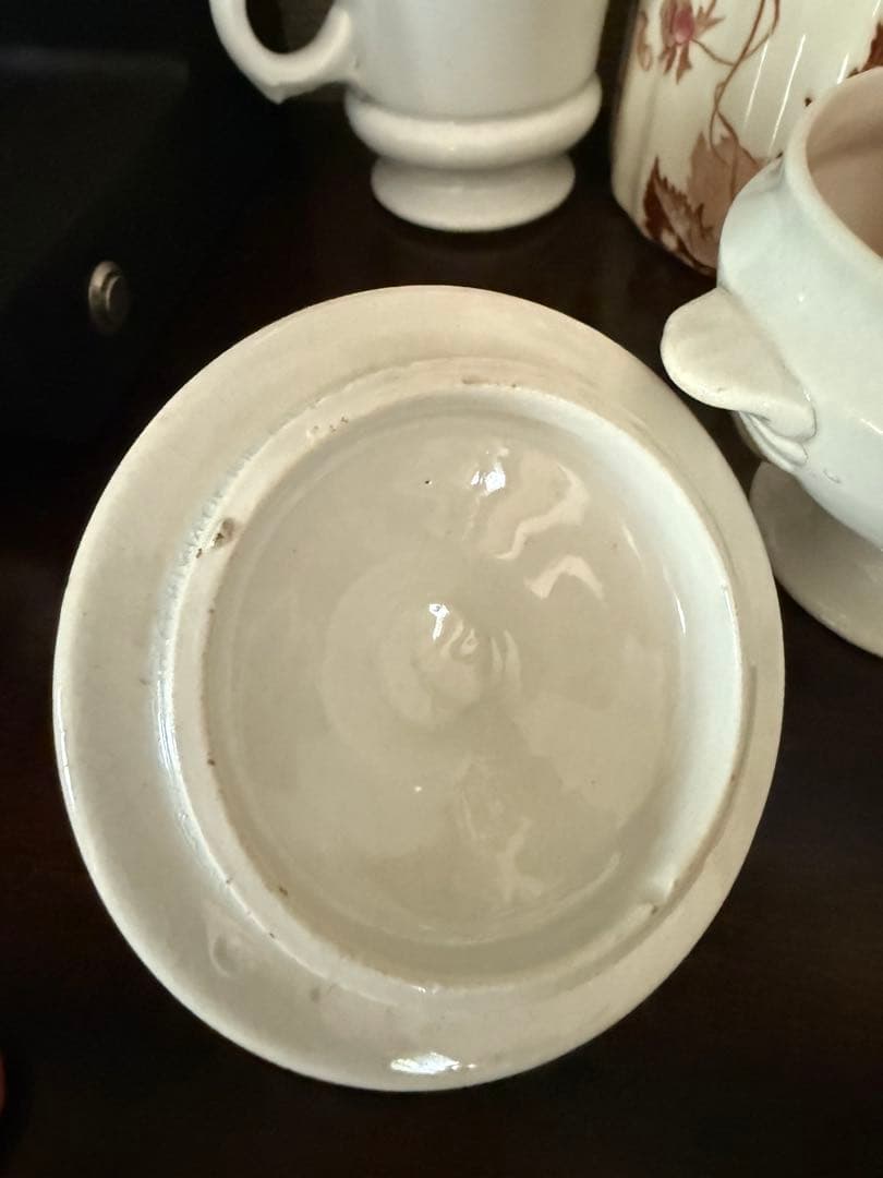 スーピエール ディネット！ホワイト蓋付きボウル アンティーク