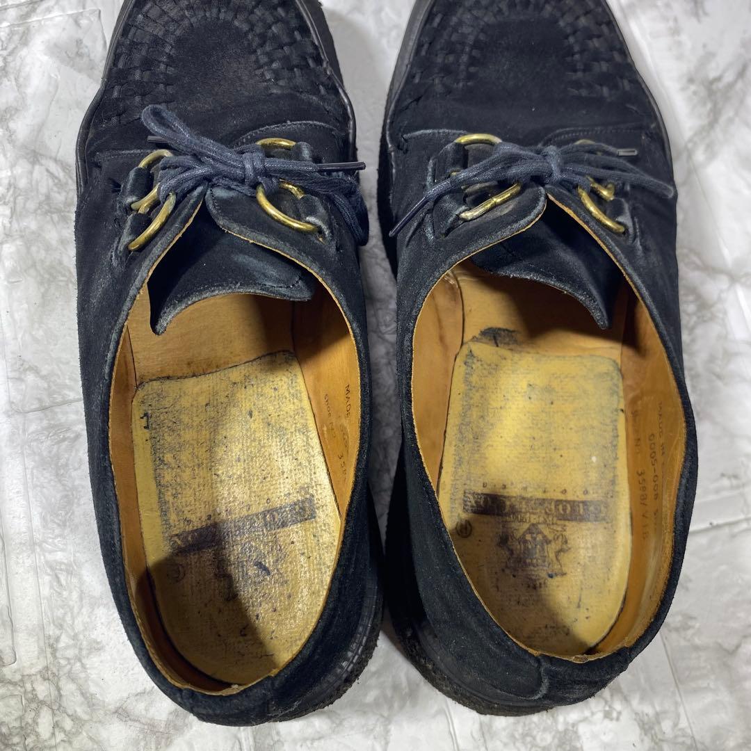 【E COX】スウェード　ラバーソール　黒　厚底 モカシン　アミアミ