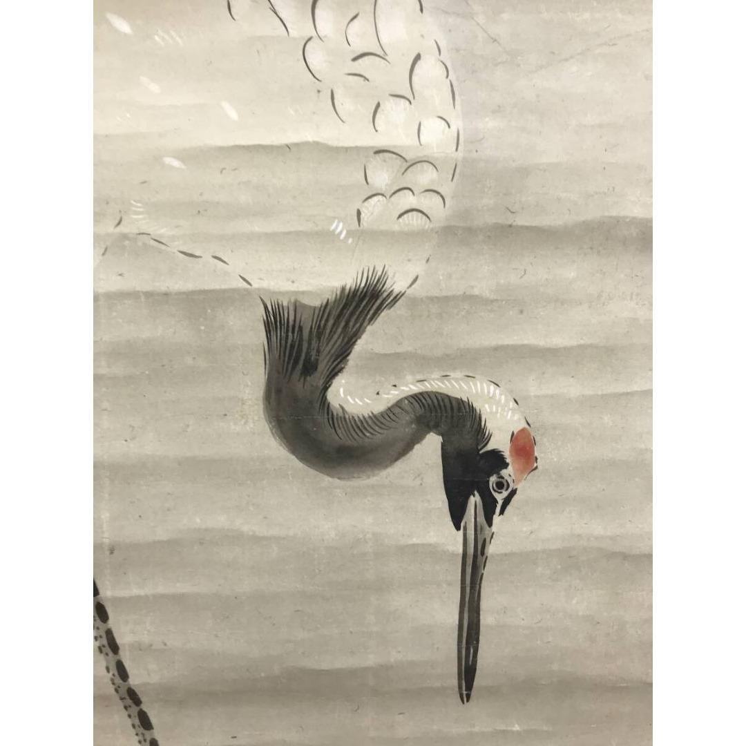 真作/狩野岑信/竹に鶴図/祝掛軸/正月掛軸/掛軸/名家伝来/AK-403