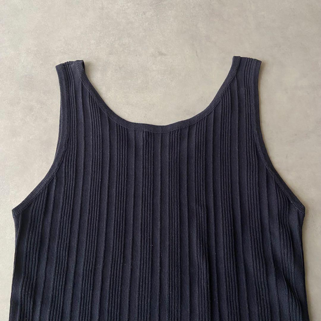 【高級】HERMES エルメス タンクトップ ネイビー コットン AW93