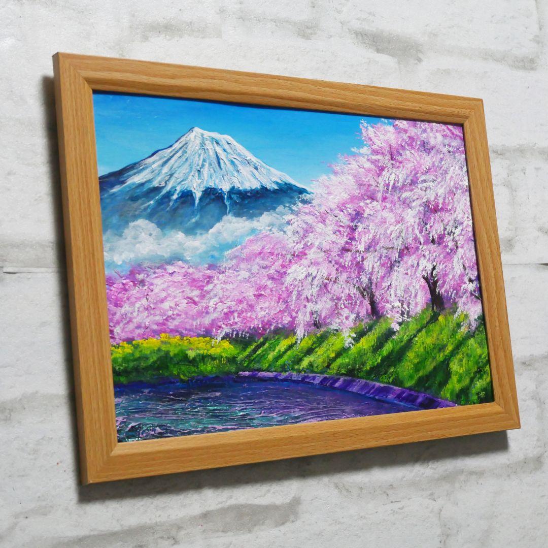 油絵 油彩 油彩画 絵 絵画【龍巌淵の桜】