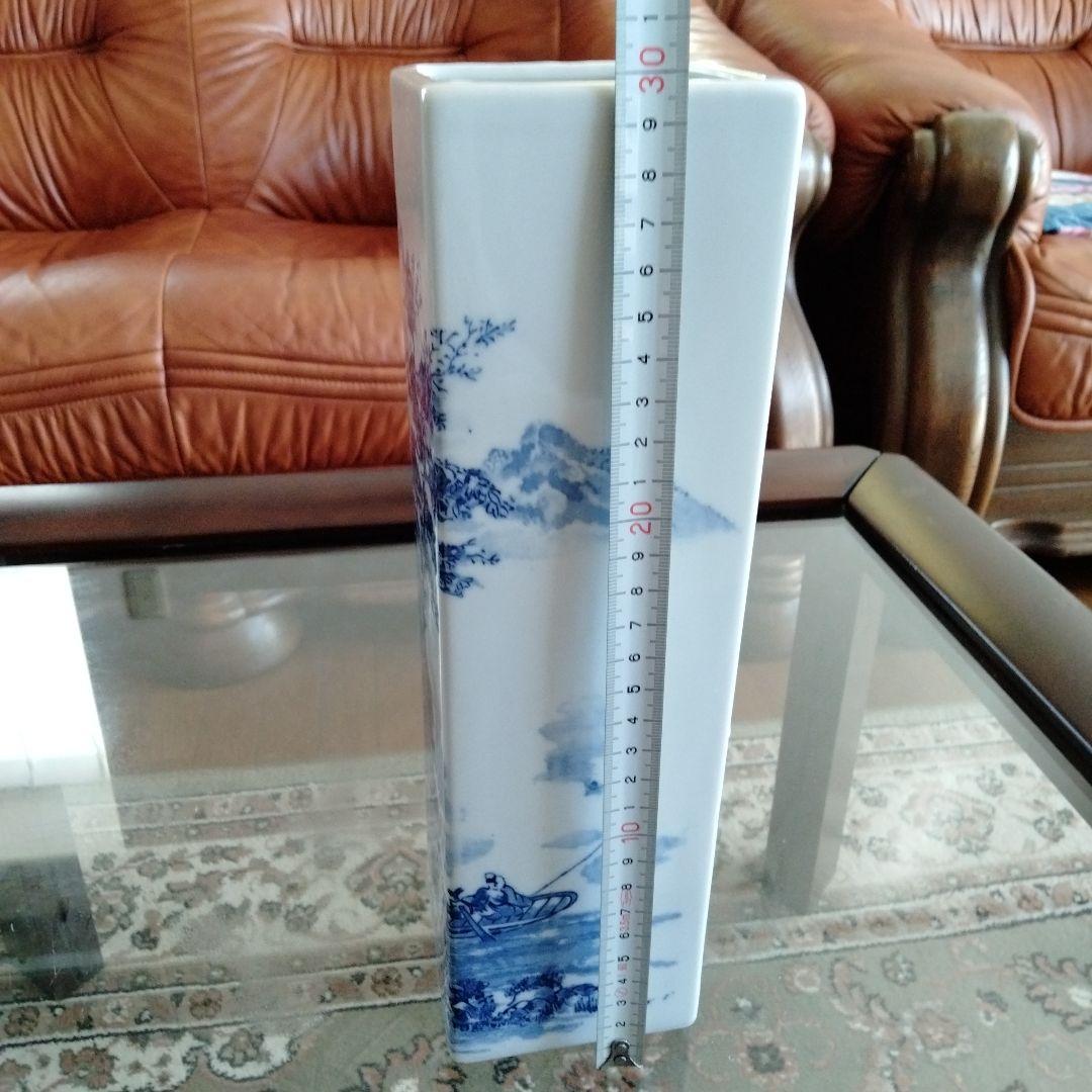 中国文房具骨董七十年前旧蔵【染付青花大方瓶 陶芸筆筒、