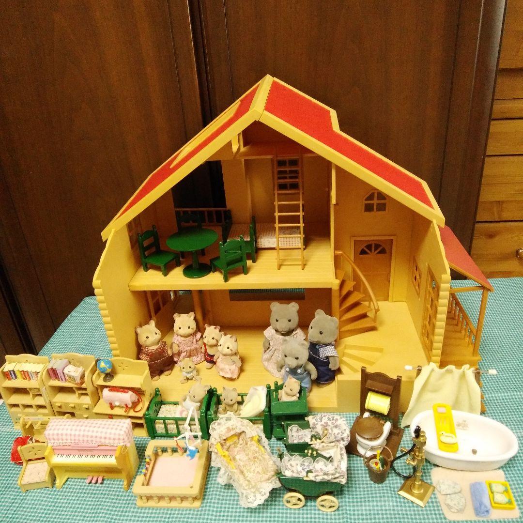 シルバニアファミリー初期⭐赤い屋根の大きなお家⭐家具⭐お人形セット