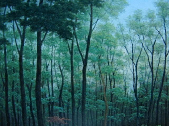 成田 ていすけ 【森の散歩道】 希少画集画、状態良好、新品高級額装付