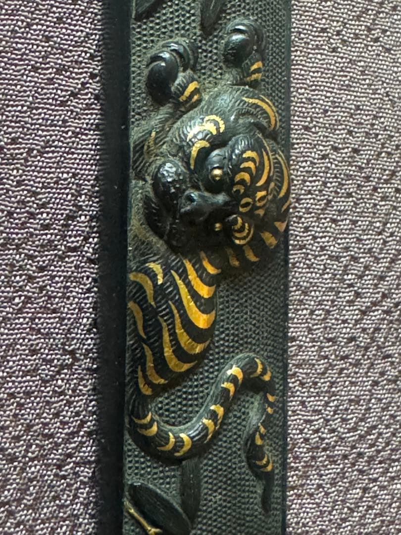 江户金工 小柄「竹虎図」