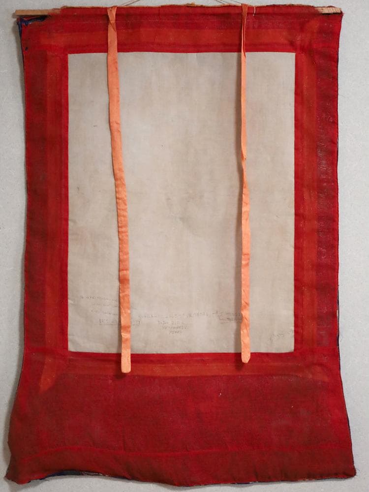 仏】 ☆ 仏教 彩絵六道輪廻図掛軸 ☆ 清朝期 曼荼羅 刺繍表装 布本