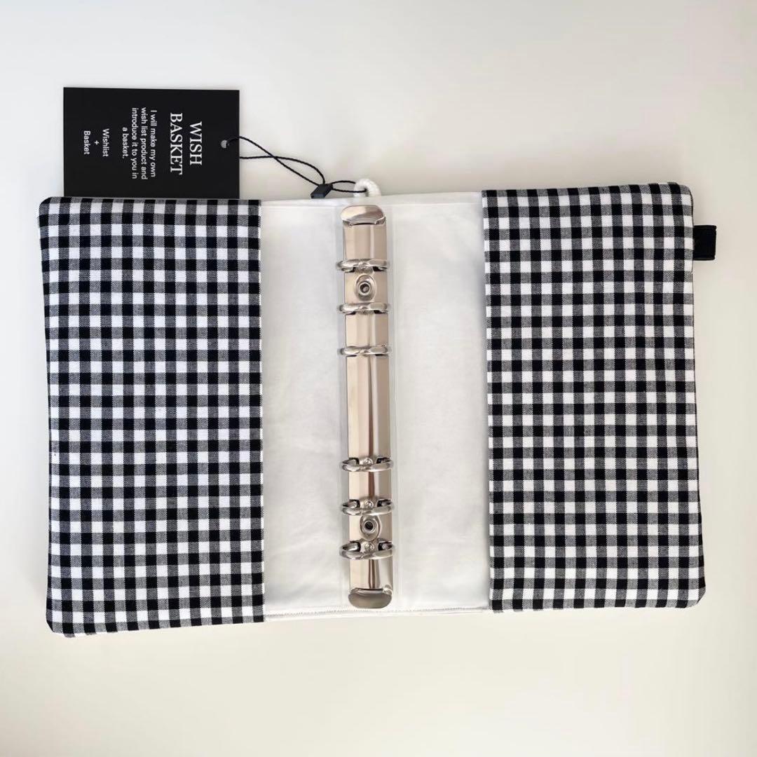 早い者勝ち 韓国 バインダー カバー 貯金 現金管理 シルバー 黒 チェック