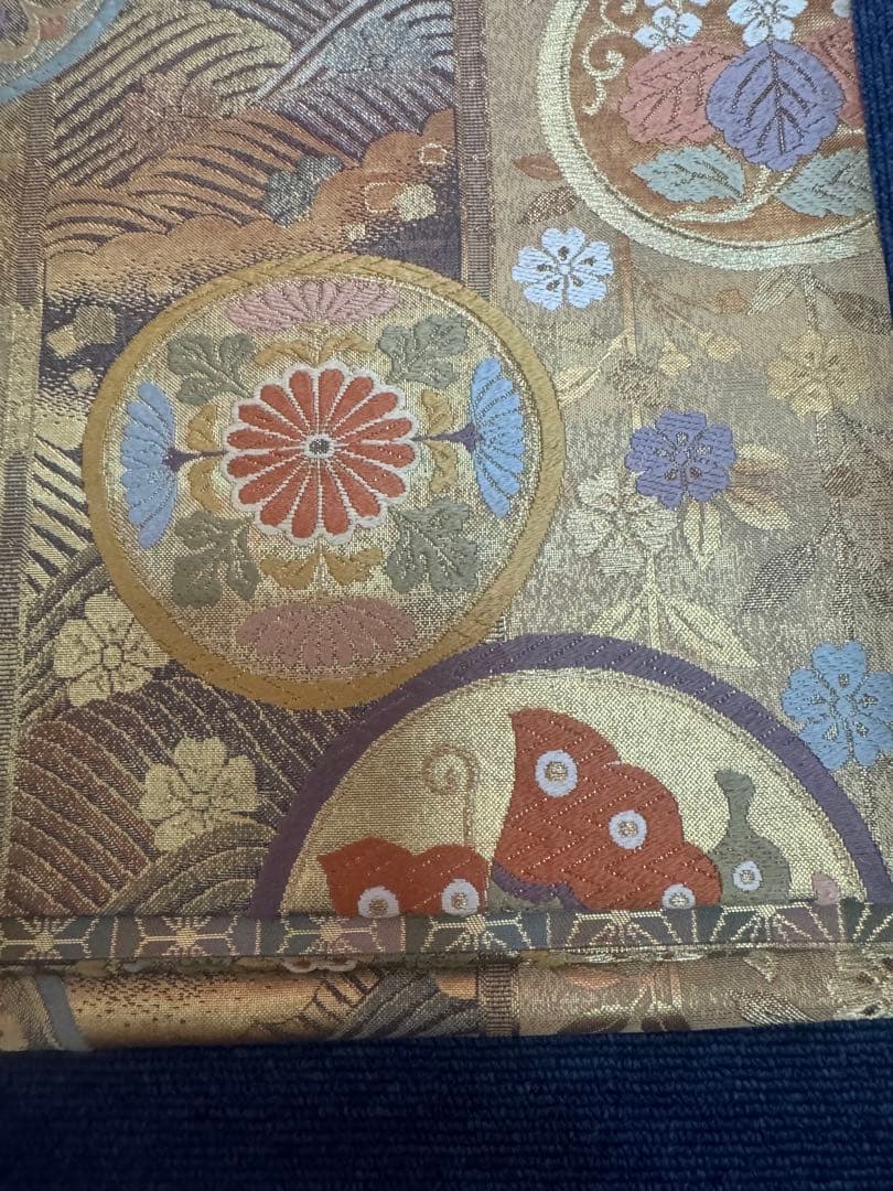 2694袋帯 古代彫金紋 西陣織 金糸 高級上質上品 約440cm 未使用