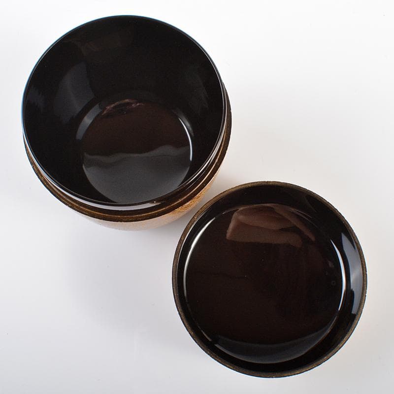 茶道具　輪島塗　角野岩次作　溜塗沈金寿松松葉散らし　棗　共布共箱　G　R6187