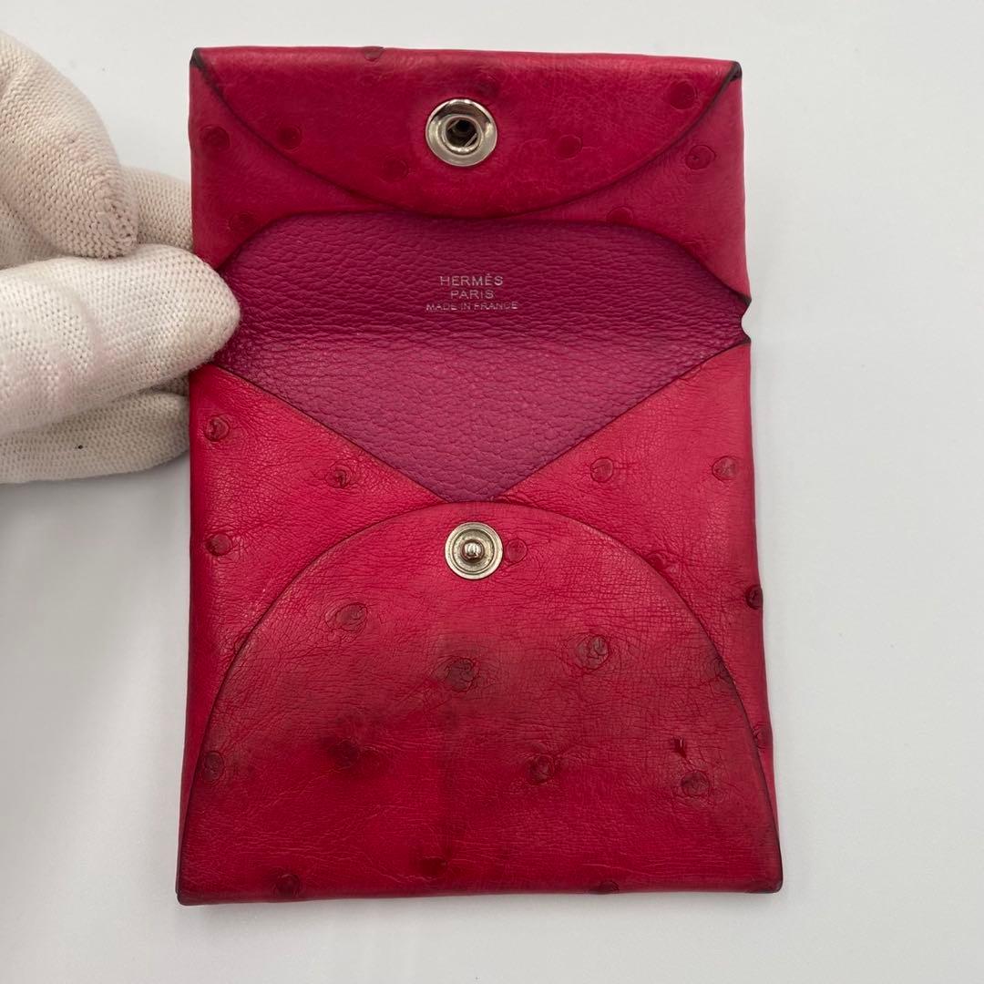 美品　HERMES エルメス　ケース　オーストリッチ　レッド　70