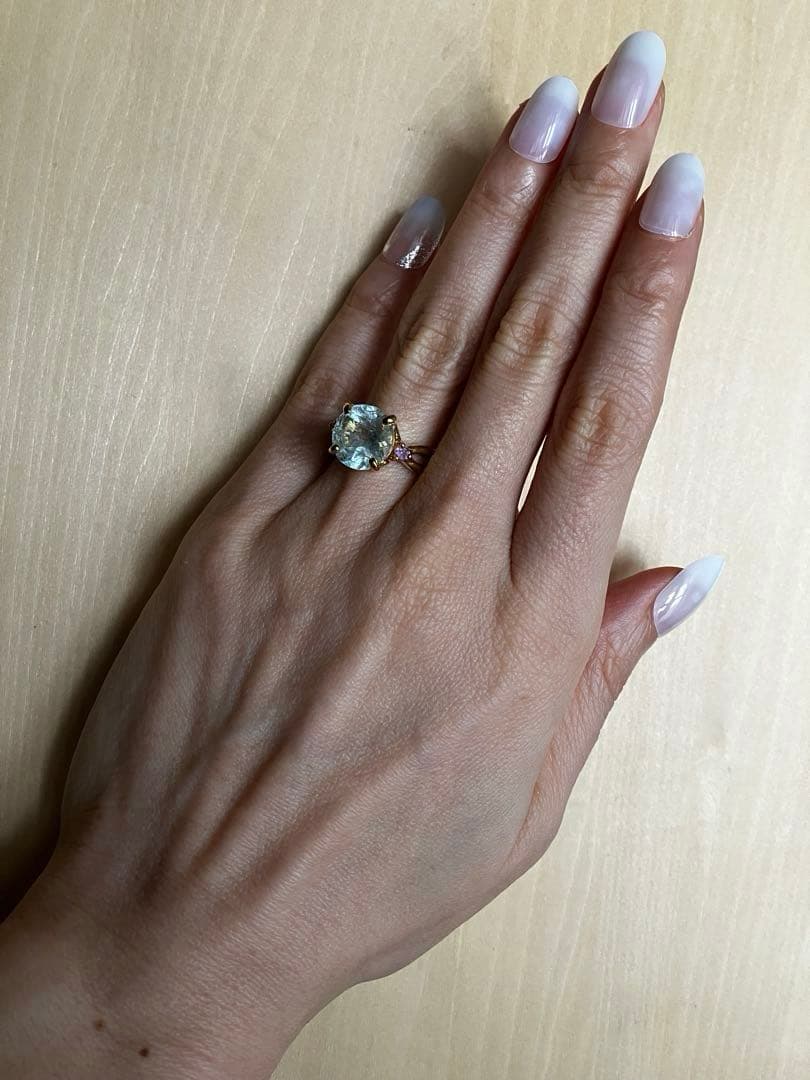4.5ct アクアマリン・アメジストリング・指輪シルバー K18金YGゴールド