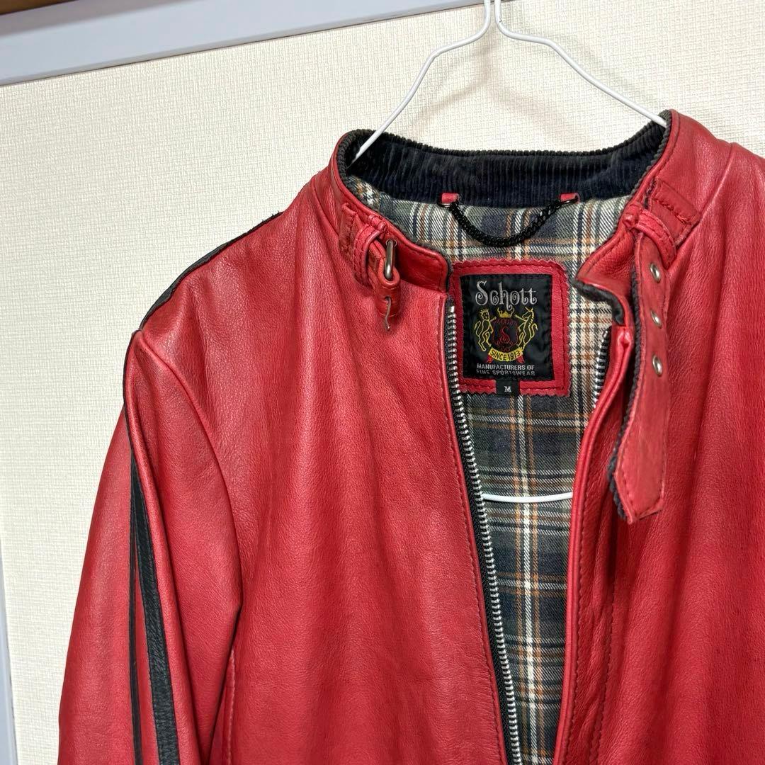 Schott シングルライダース レッド ブラックラインの通販はau PAY