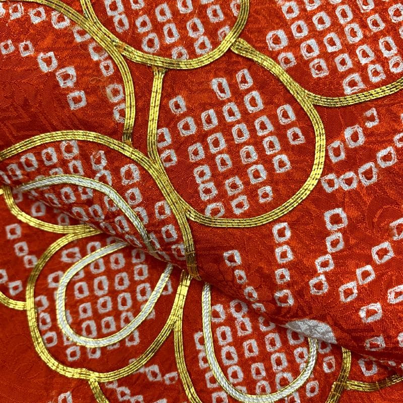 512ag65□七五三 七歳 女児 着物&袋帯 金駒刺繍 絞染め□状態良好