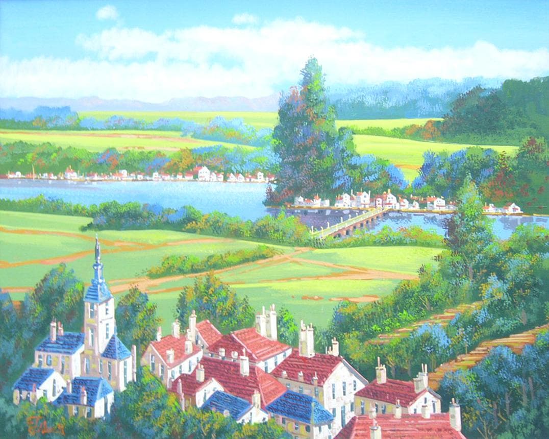 絵画 油絵 竹内敏彦 肉筆油絵 ドナウの流れ F20 絵画 油絵 竹内敏彦