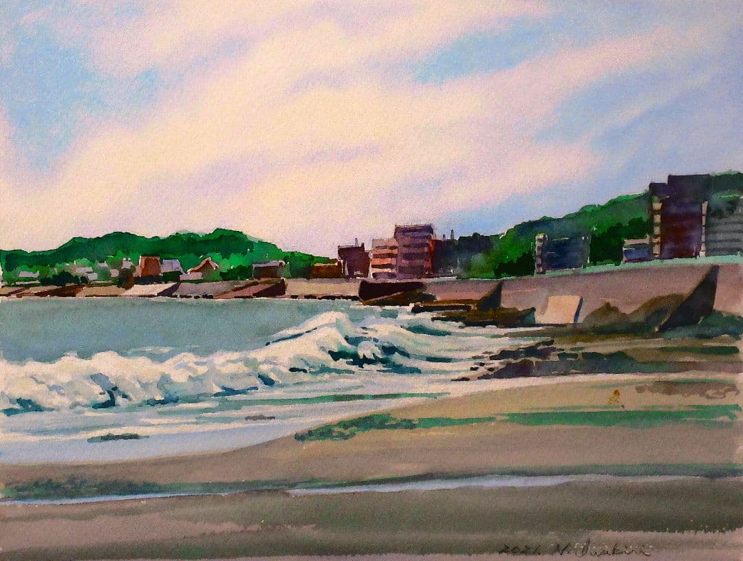 水彩画「海岸の風景」