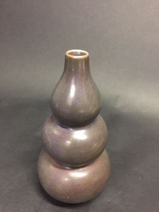 辰砂釉 三環花瓶  中国古玩