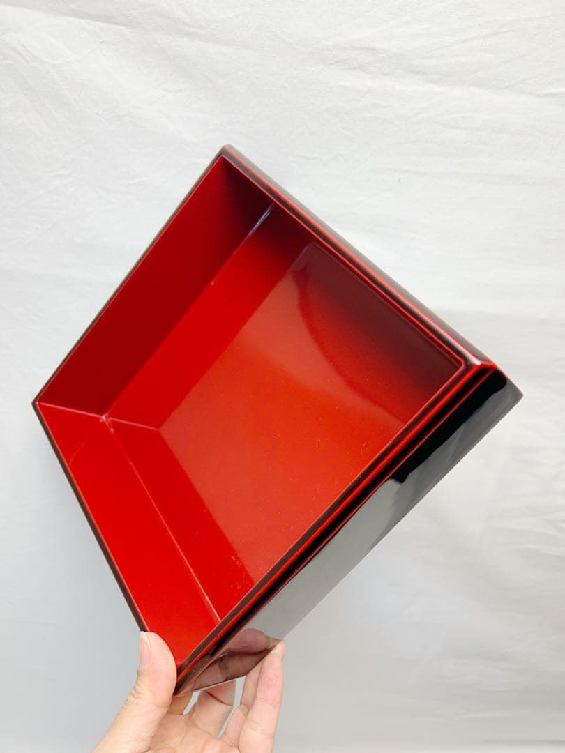 ほぼ未使用 懐石道具 木製溜塗 三段重 内朱 元箱