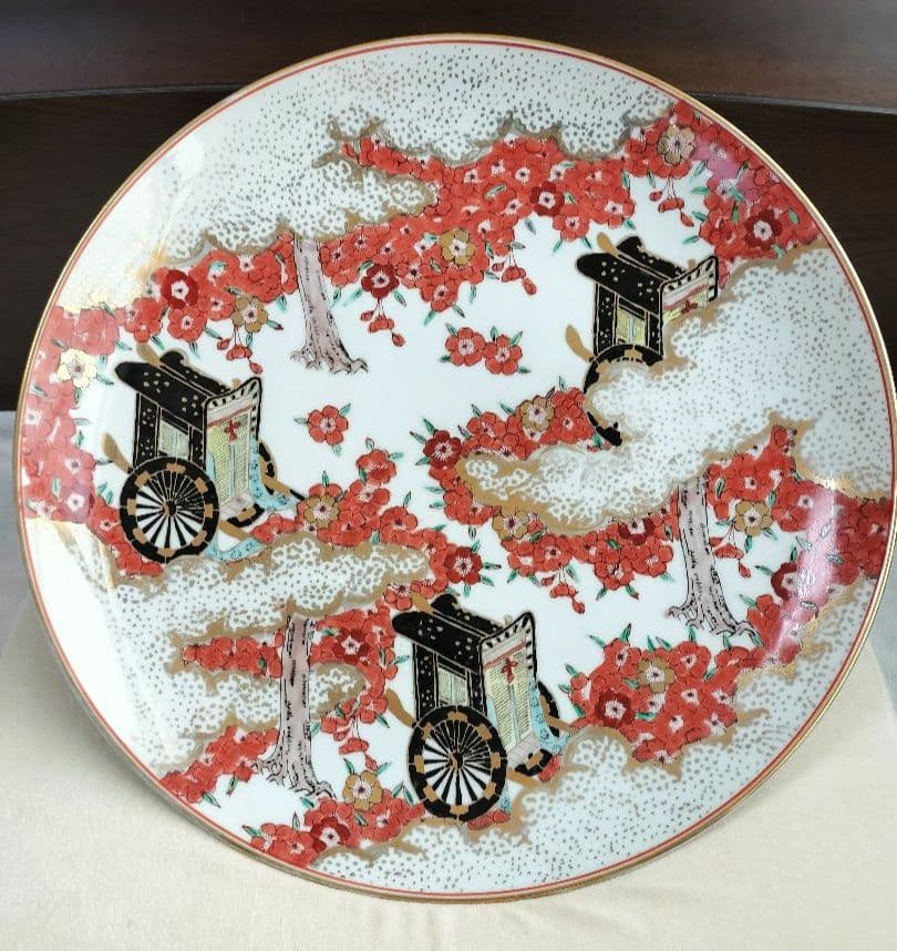 有田焼 秀峰 額皿 大皿 絵皿 御所車 梅 46㎝ - メルカリ