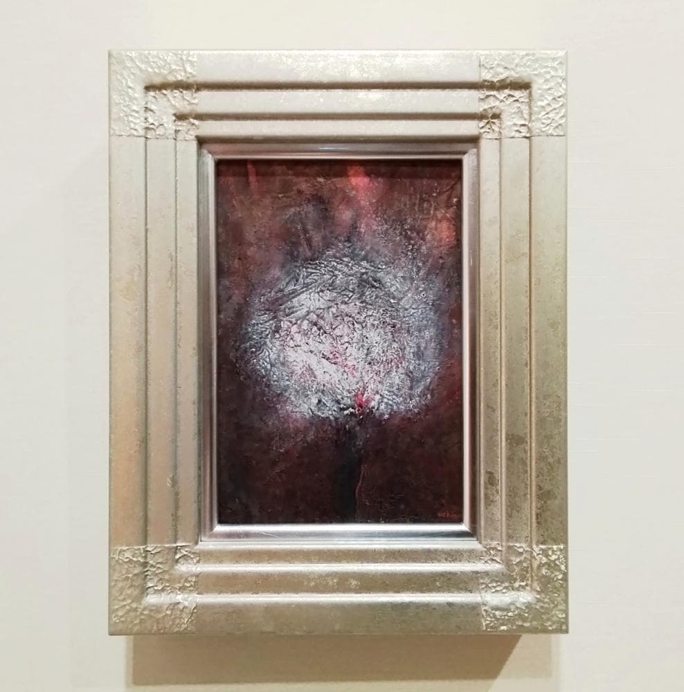 内野隆文 花 絵画 アクリル画 サムホール 現代美術 アート作品 額縁 真作