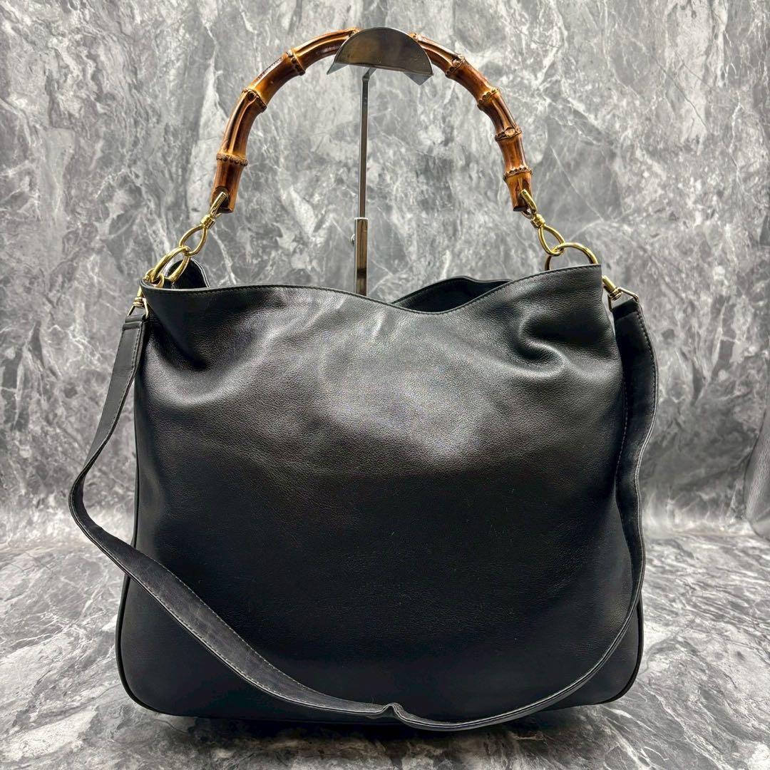✨美品✨GUCCI ショルダーバッグ 2way ハンド バンブー 黒 レザー
