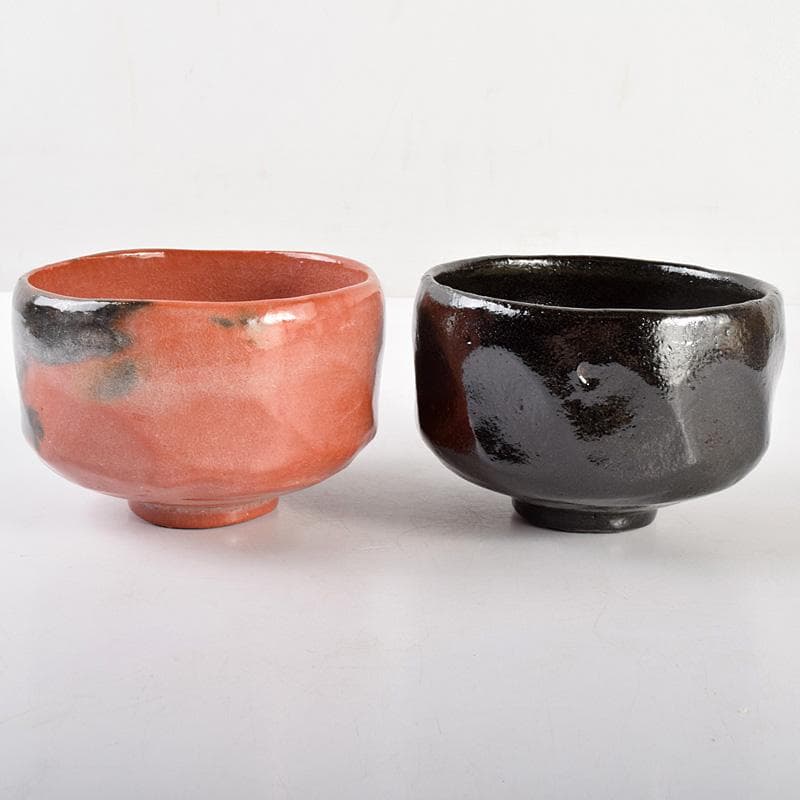 佐々木松楽作 黒楽 赤楽 一双 銘「福寿」前大徳大橋香林極め