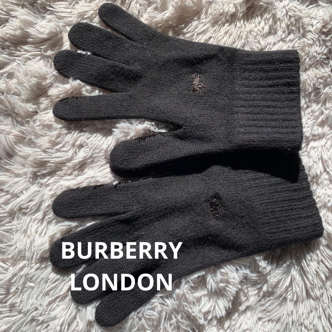 BURBERRY LONDON グローブ メンズ 手袋 ニット ブラック - メルカリ