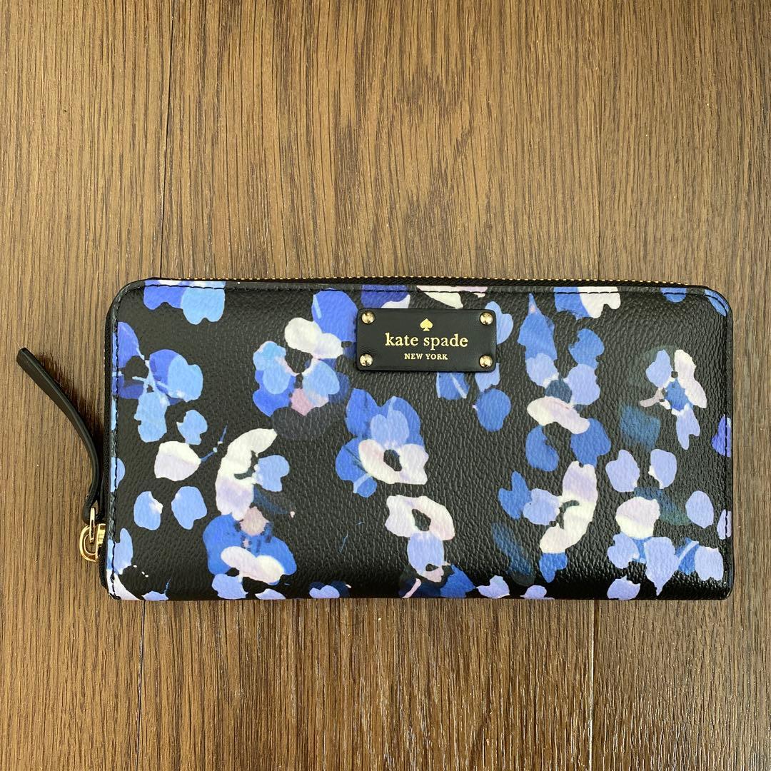 kate spade長財布ラウンドファスナー花柄ケイトスペード