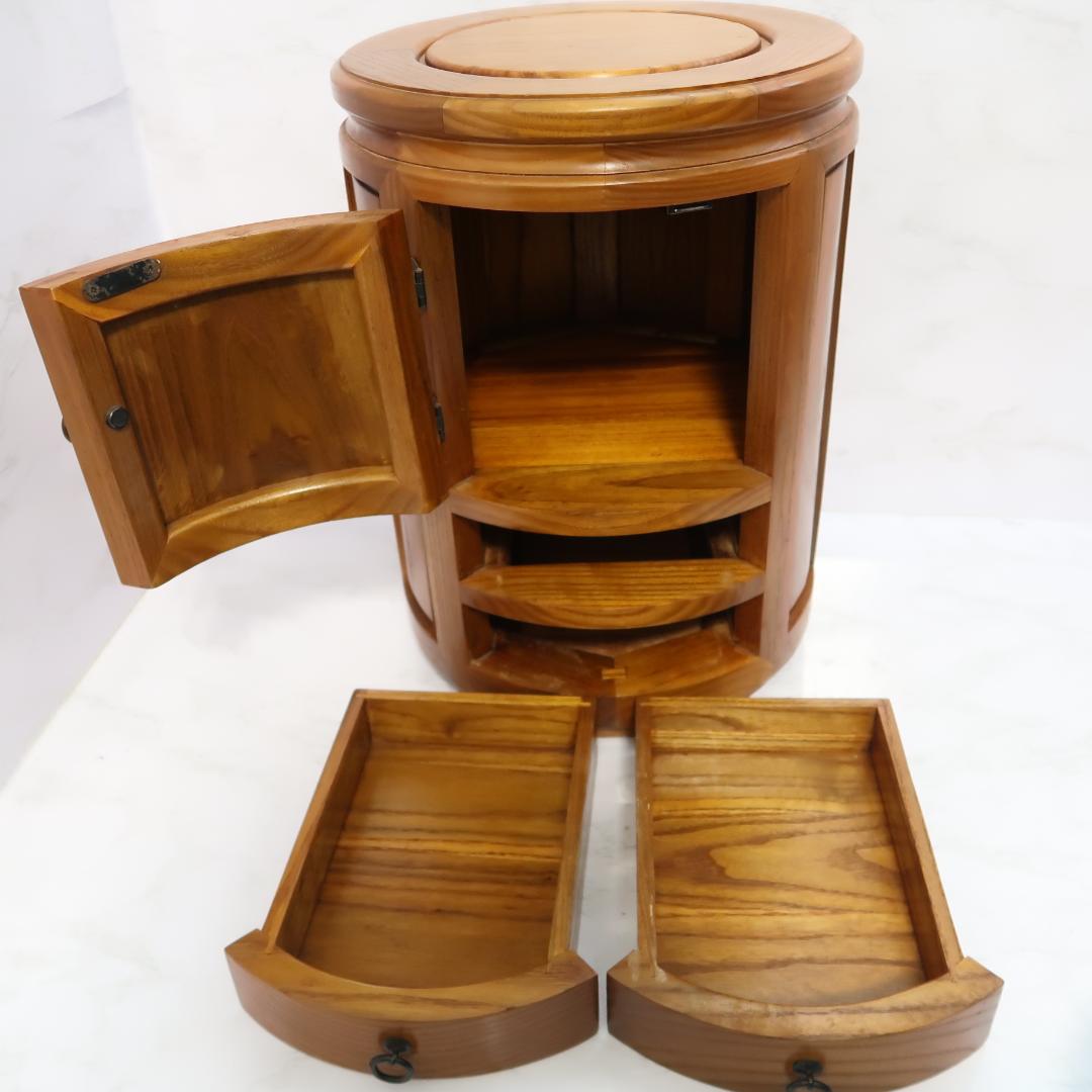 李朝家具 丸型スツール 小物入れ テーブル アンティーク チェスト 昭和