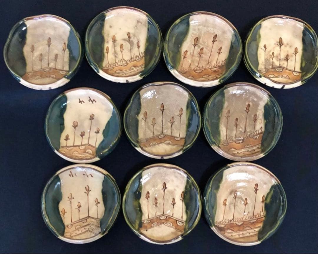 《R》織部 深皿 銘々皿 鉢 向付 10客 懐石 260107か5