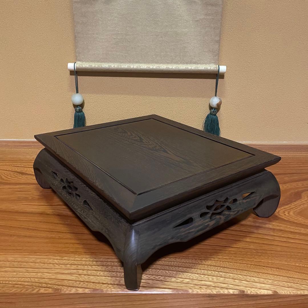 唐木(縞黒檀）の透かし彫り花台・盆栽飾り台 - メルカリ