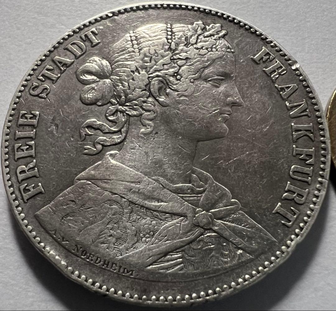 招*@様 1860年 ドイツ フランクフルト フライエシュタット1 ターラー銀貨 1772年 ドイツ🇩🇪フランクフルト 都市景観 ターラー 銀貨 NGC MS62