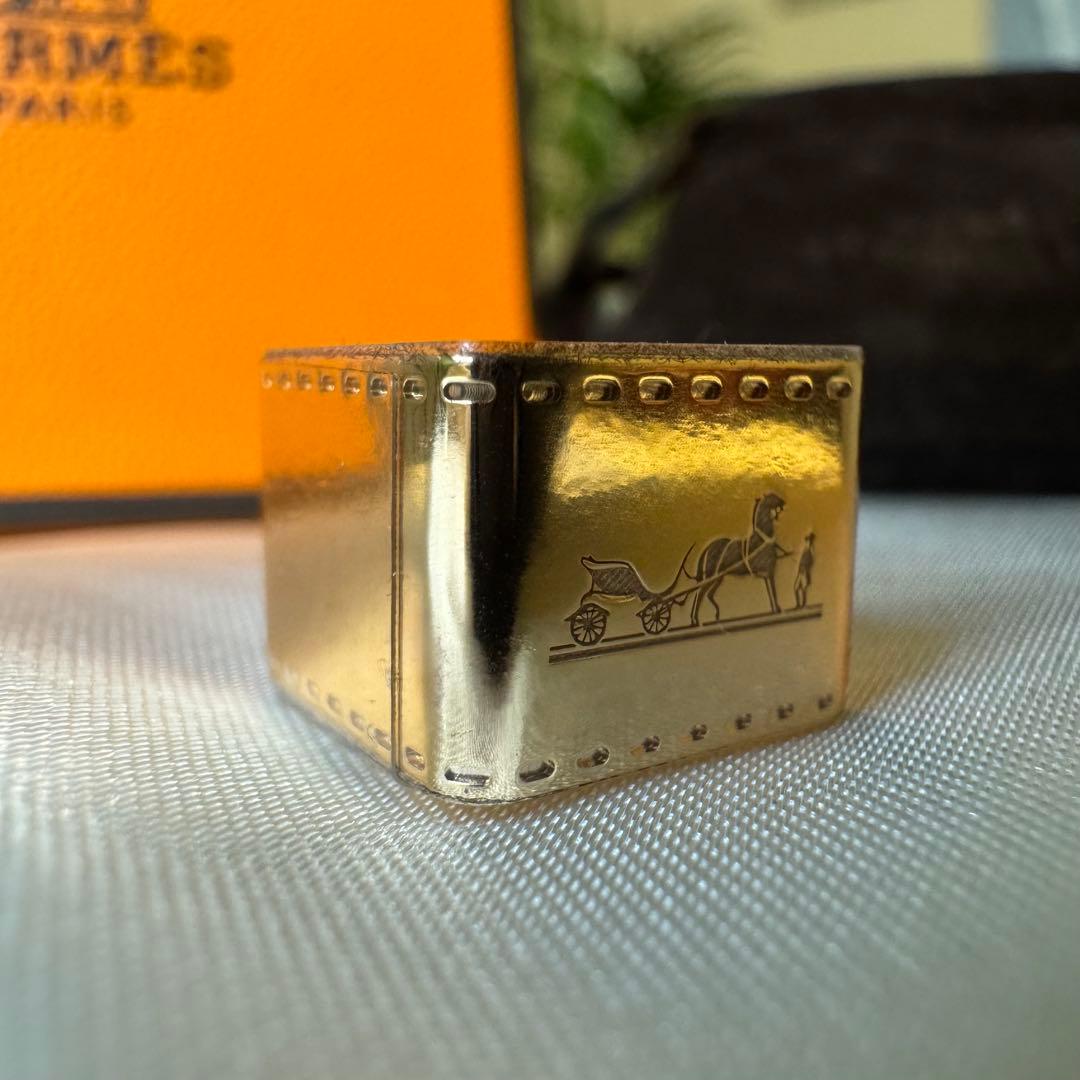 HERMES エルメス ミニ ボルデュック スカーフリング スクエア型 ゴールド