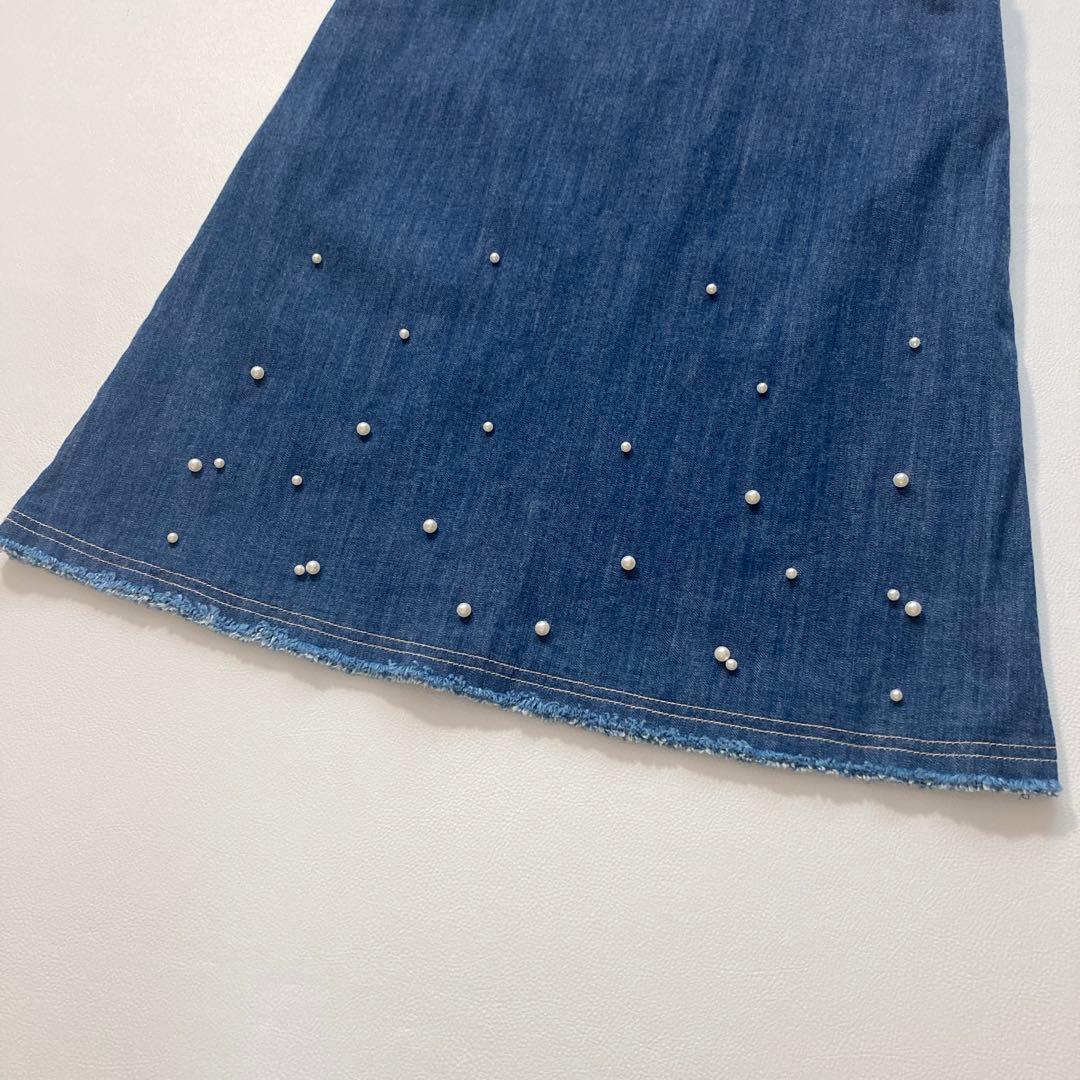 【moca】エムズグレイシー　24AW パールスタッズ付きデニムスカート