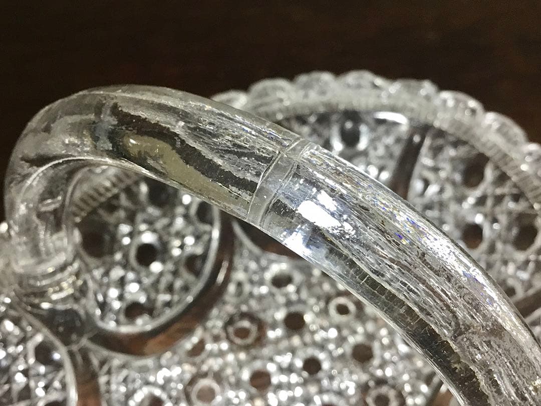 和ガラス◇ガラス鉢 2点◇大正ロマン アンティーク オーバル 取手付き