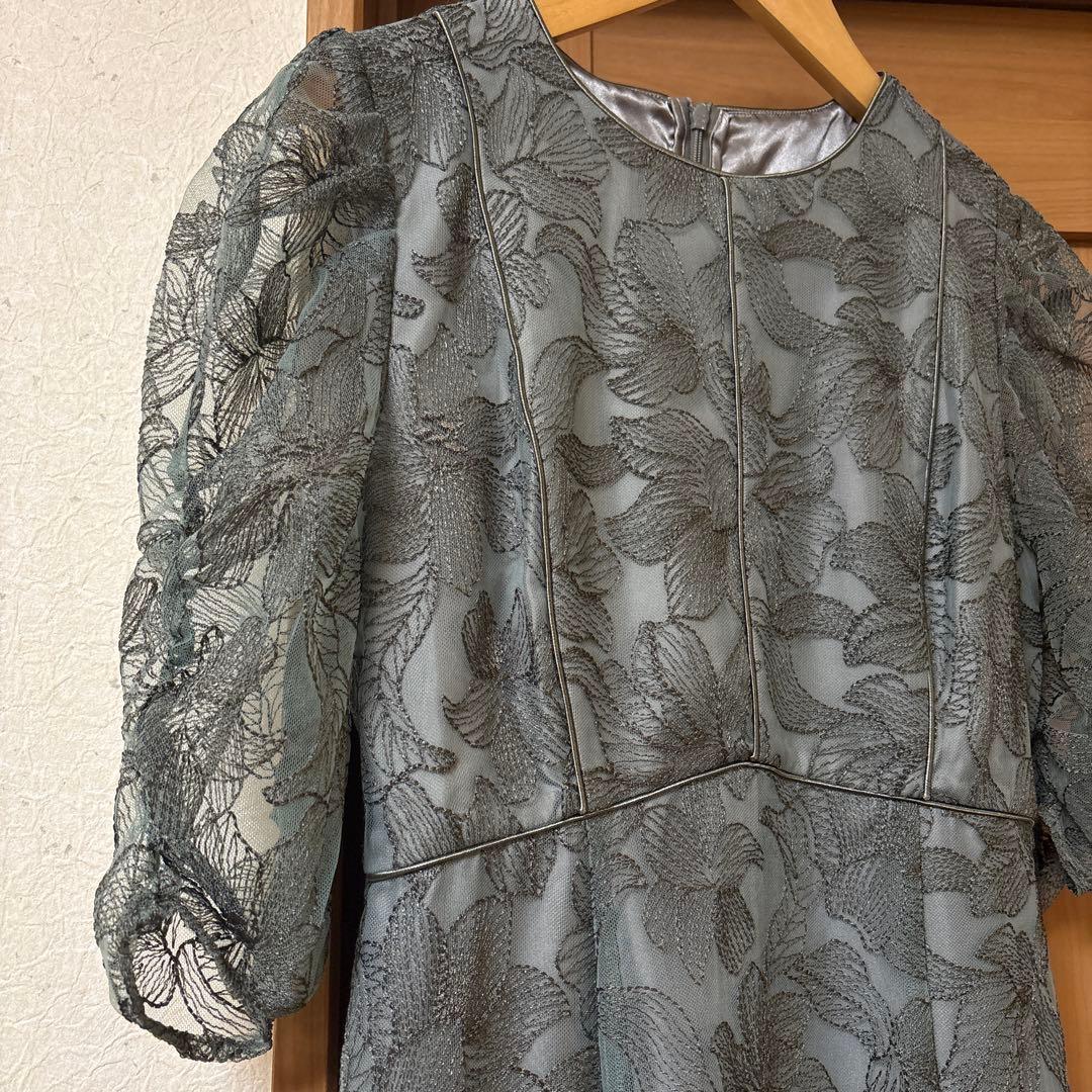 チュールエンブロイダリーレースパイピングパーティードレス　結婚式