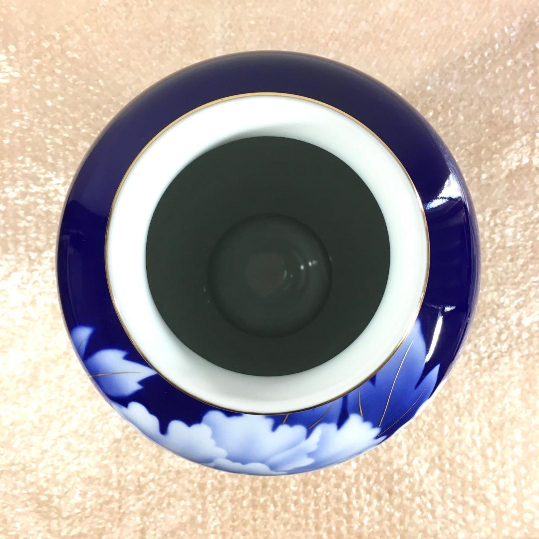 深川製磁 新品未使用超美品！ 瑠璃 牡丹 金彩 花瓶 大花瓶 花生
