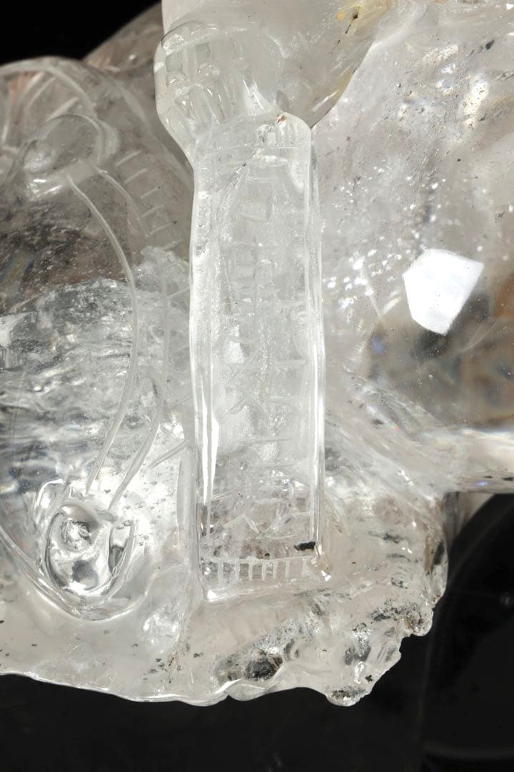 中国美術 水晶玉乗獅子 万事如意刻印 置物 老水晶彫 古水晶 唐