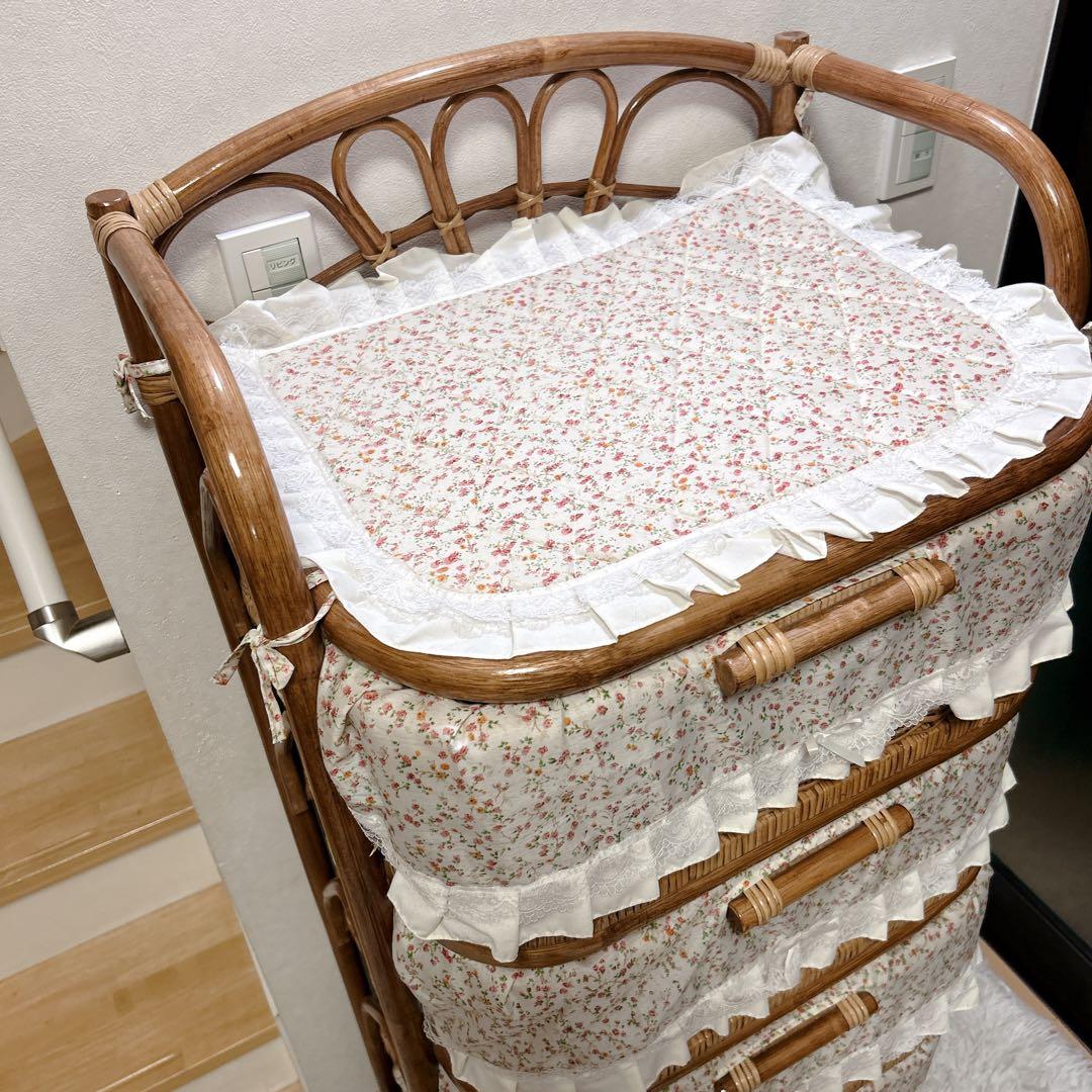 ラタンチェスト 5段 籐家具 ビンテージ キャビネット収納 ラタン