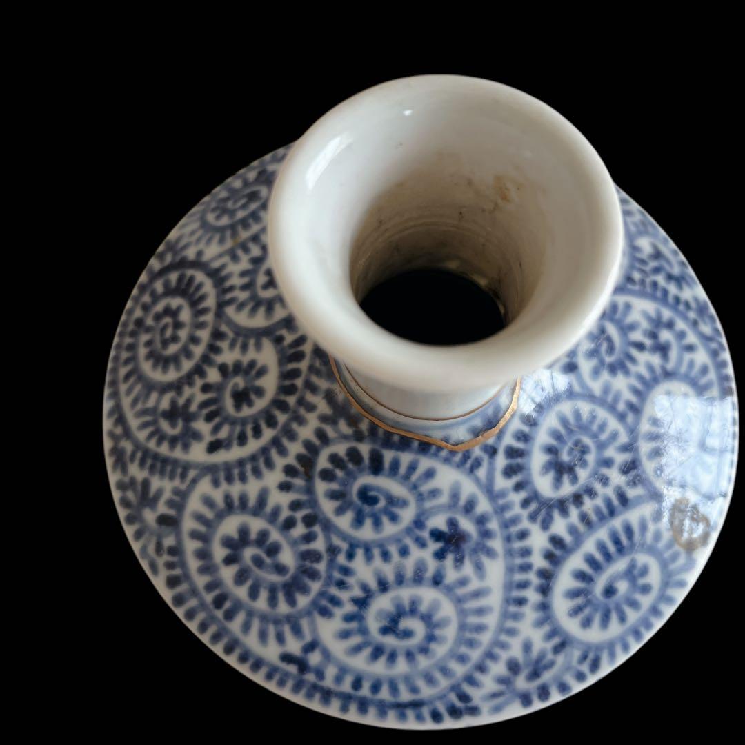 古伊万里 蛸唐草 柱 大徳利 花瓶 染付け アンティーク 大きいサイズ 陶器