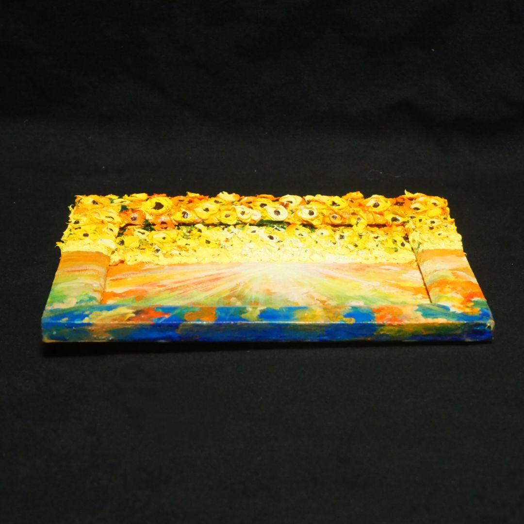 油絵 油彩 油彩画 絵 絵画 【黄昏の向日葵】ミニ絵画