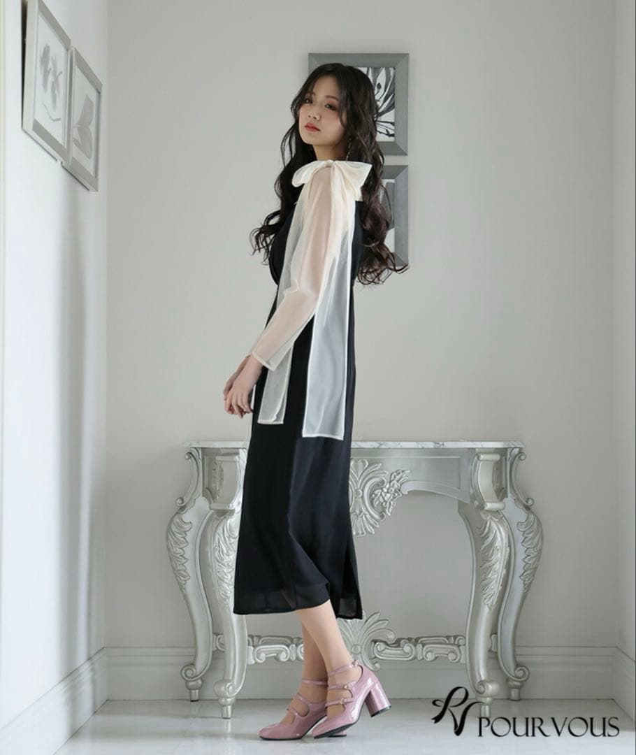 チュールリボンビスチェドレス