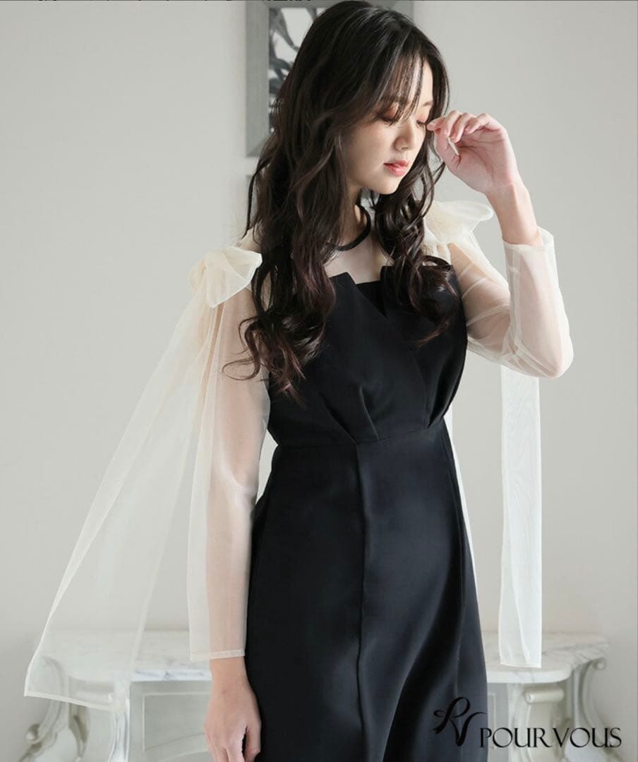 チュールリボンビスチェドレス