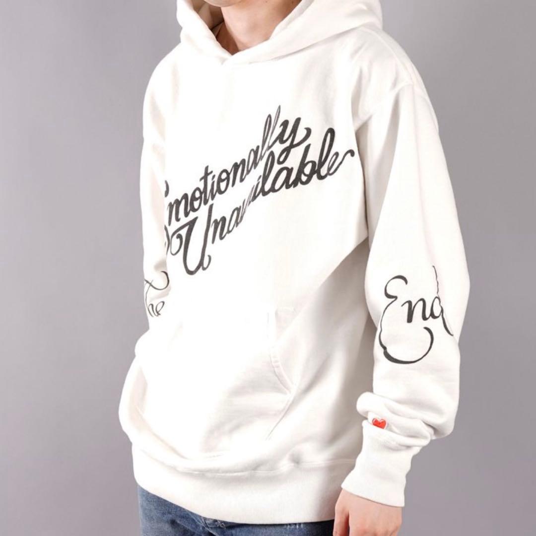 や*す様 EMOTIONALLY UNAVAILABLE フーディーEU ホワイ