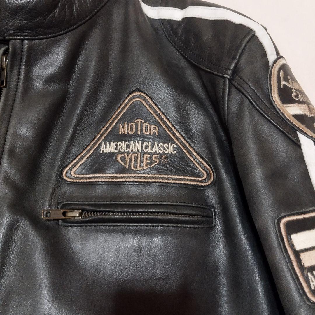 デグナー ライダースジャケット ブラック 牛革 ワッペン キルティング XL