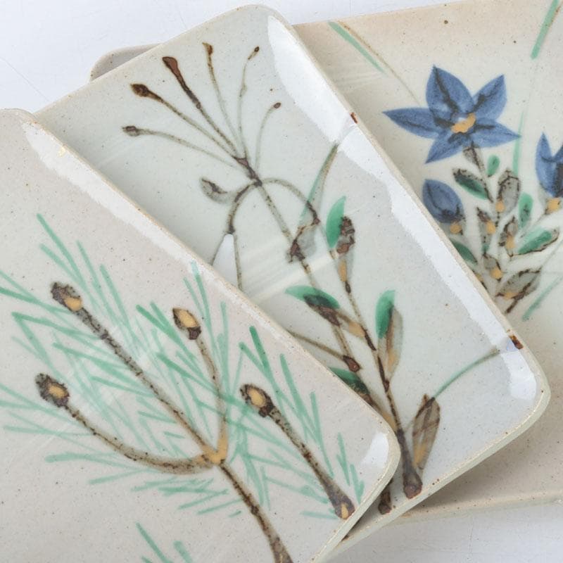 和食器 茶懐石 幸兵衛窯 絵変四方皿 銘々皿 五客 共箱