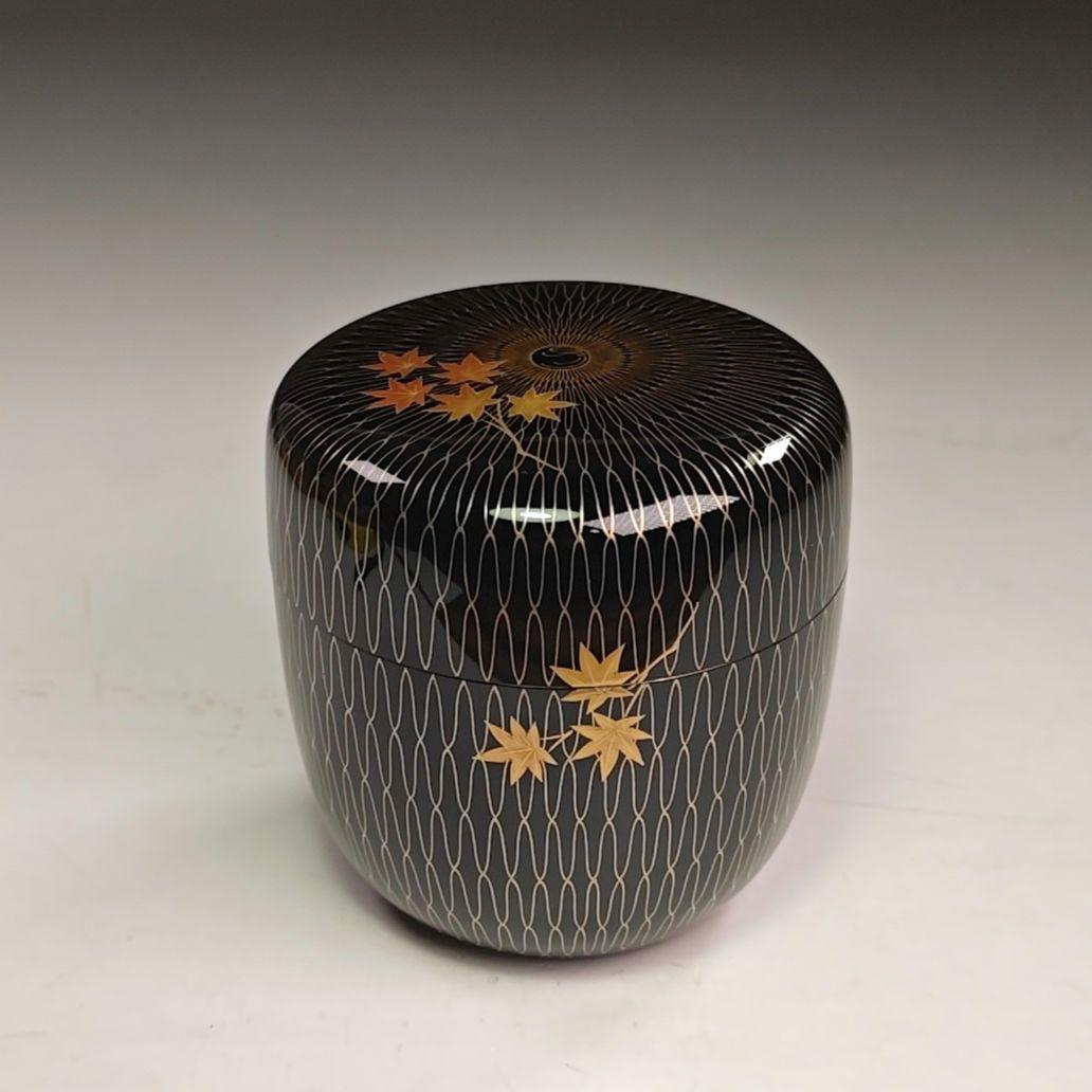 イ822 棗『網もみじ 内銀棗 共箱』『塗師作』茶道具 茶器