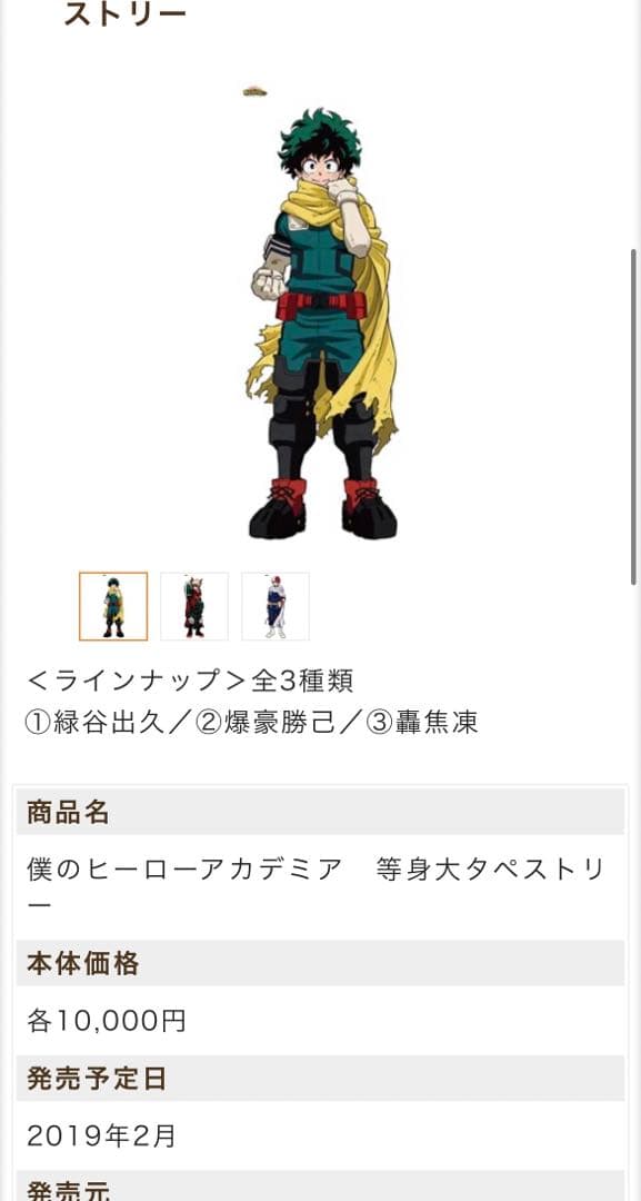 マントVer． 等身大タペストリー ヒロアカ 緑谷出久 - メルカリ