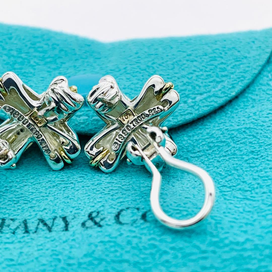 極美品 オールドティファニー シグネチャー コンビ ピアス シルバー